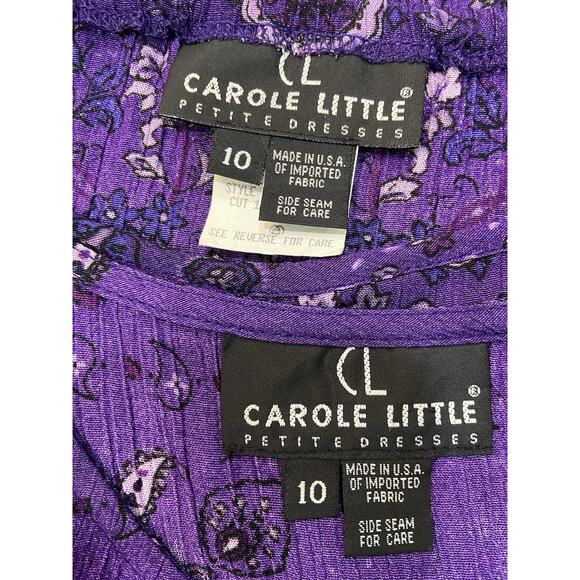 VINTAGE Carole Little Purple Crinkled Rayon Paisley Skirt & Top Set size 10P - Picture 12 of 14